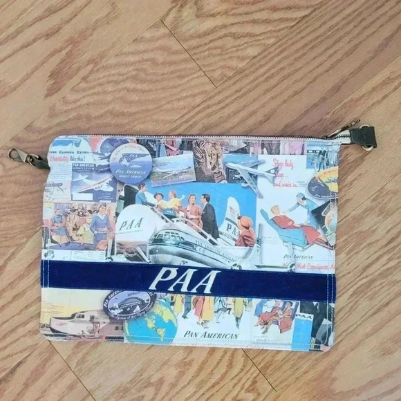 Pan Am Photo Collage Canvas Pouch - Picture 1 of 5
